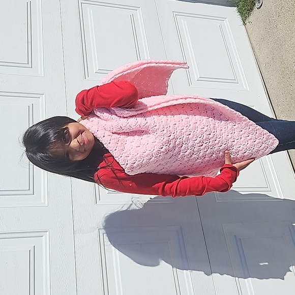 Hand Crafted handmade crochet shell stitch pink blanket gender reveal Vintage - Picture 7 of 17